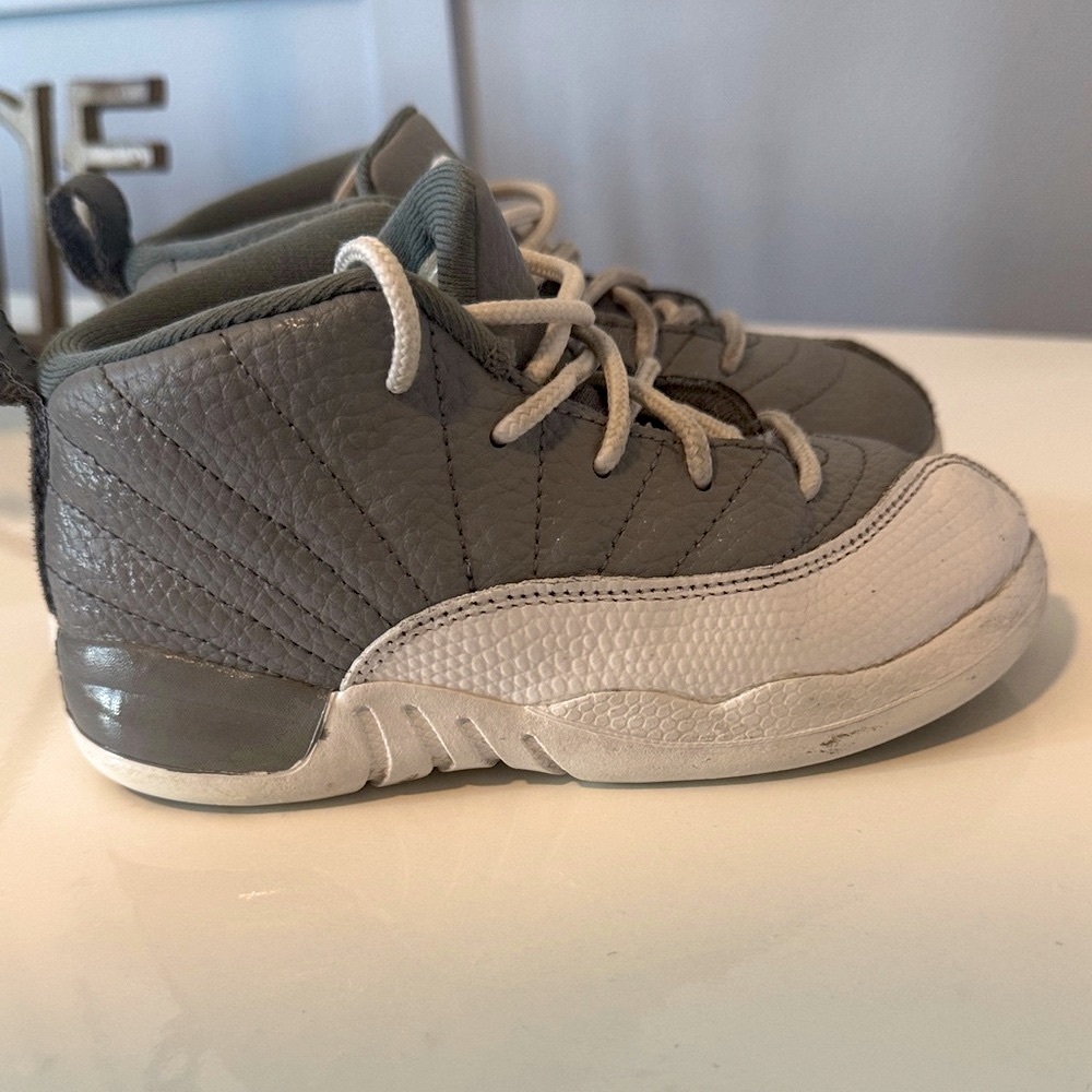 Jordan 12 Kids  Gray and White Sneakers - 10C